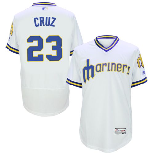 Mariners #23 Nelson Cruz White Flexbase Authentic Collection Cooperstown Stitched MLB Jersey